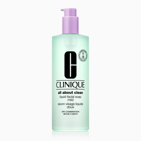 Clinique 3-Step All About Clean Liquid Gentle Facial Cleanser Soap For Dry Combination Skin Types, Mild, 400ml