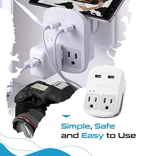Ceptics Universal Travel Adapter kit, Dual USB (QC 3.0) + 2 US outlets + USB-C Cable, Use with Chargers, Cell Phones, Laptops, 6 Plug attachments for Worldwide use (Does Not Convert Voltage) (WPS-2B)