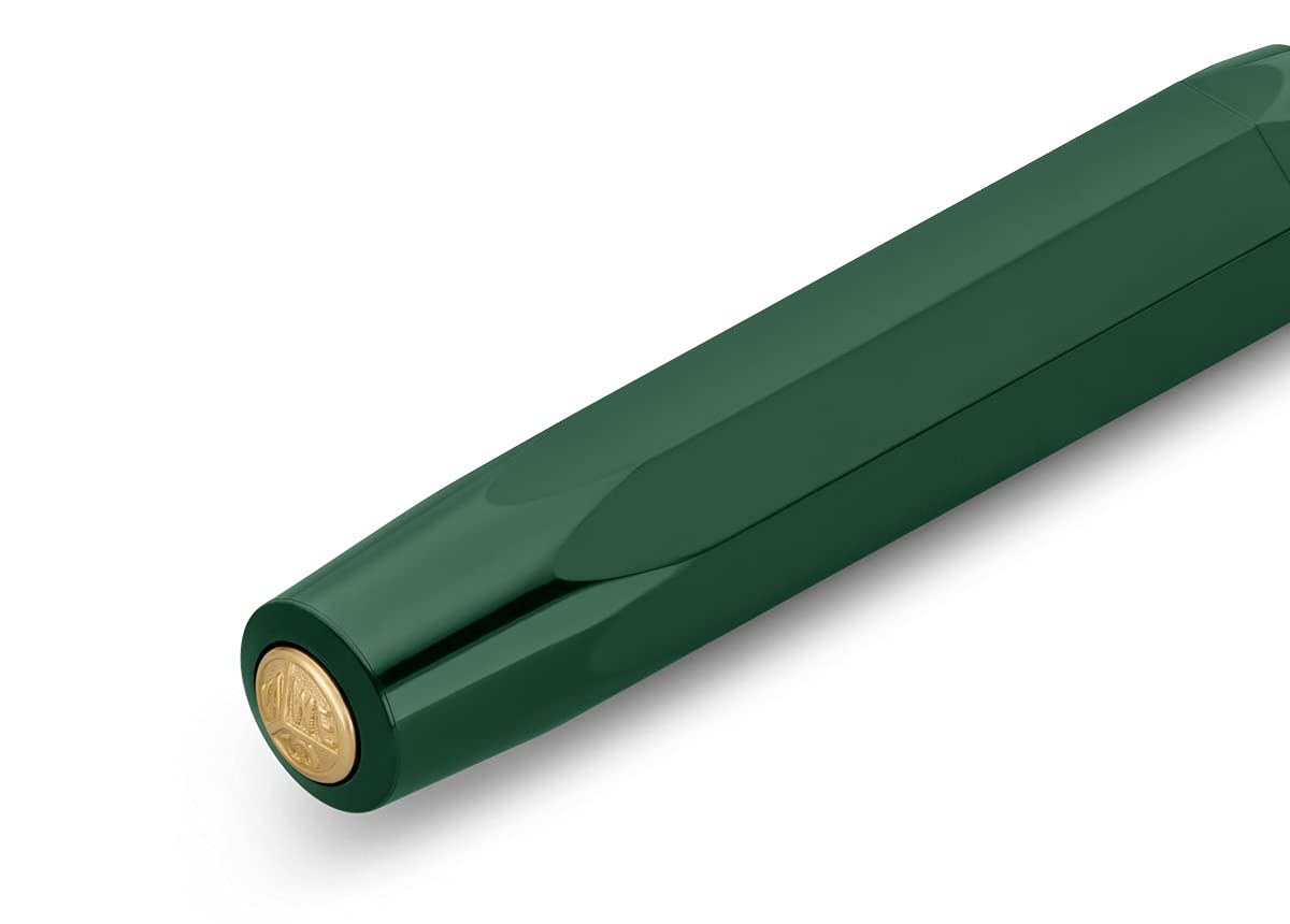 Kaweco CLASSIC SPORT Fountain Pen Green with 23 Carat Gold-Plated Steel Nib and Iridium Tip for Ink Cartridges I Sport Fountain Pen 13 cm I Nib: B (Broad)
