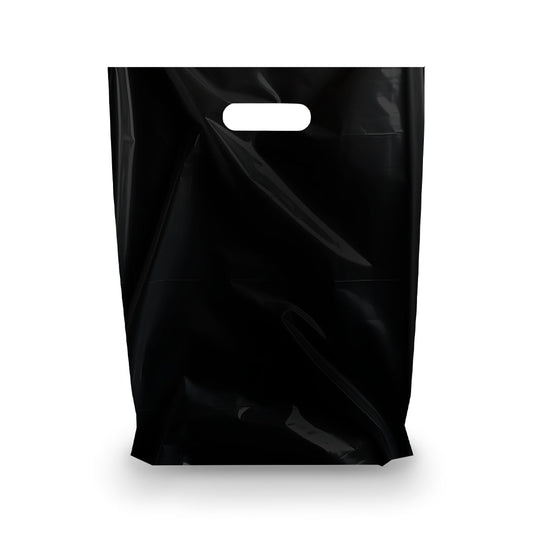 BLACK PLASTIC MERCHANDISE STORE BAGS, different sizes 9"x12", 12"x15", 15"x18" PACKS of 100/200/500 Retail Product Bags I 100% Recyclable (200, 15"x18)