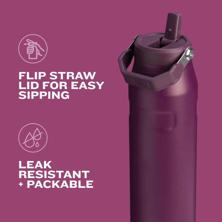 Stanley IceFlow Flip Straw 2.0 Water Bottle 24 oz | Built-in Straw for Travel and Sports | Lightweight and Leak Resistant | Insulated Stainless Steel | BPA-Free | ‎‎‎‎Frost