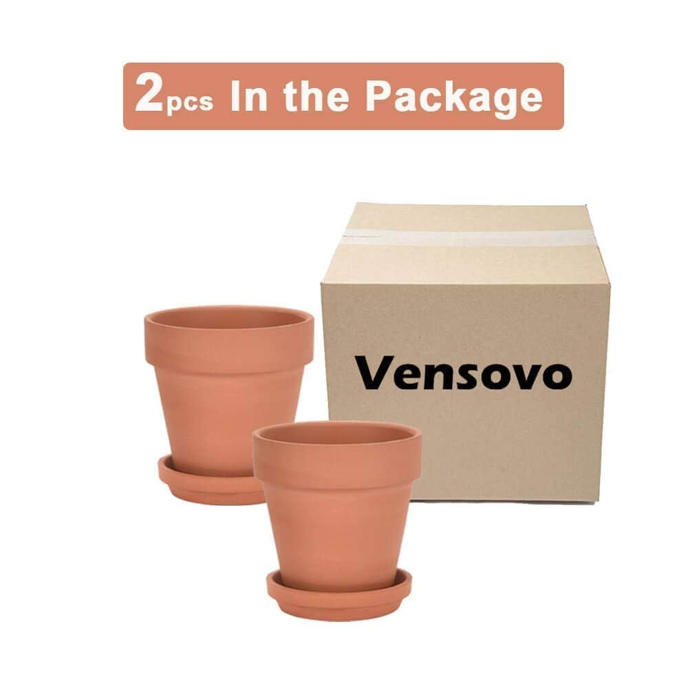 8 Inch Clay Pot for Plant with Saucer - 2 Pack Large Terra Cotta Plant Pot with Drainage Hole, Clay Planters Pot, Terracotta Pot for Indoor Outdoor Plant