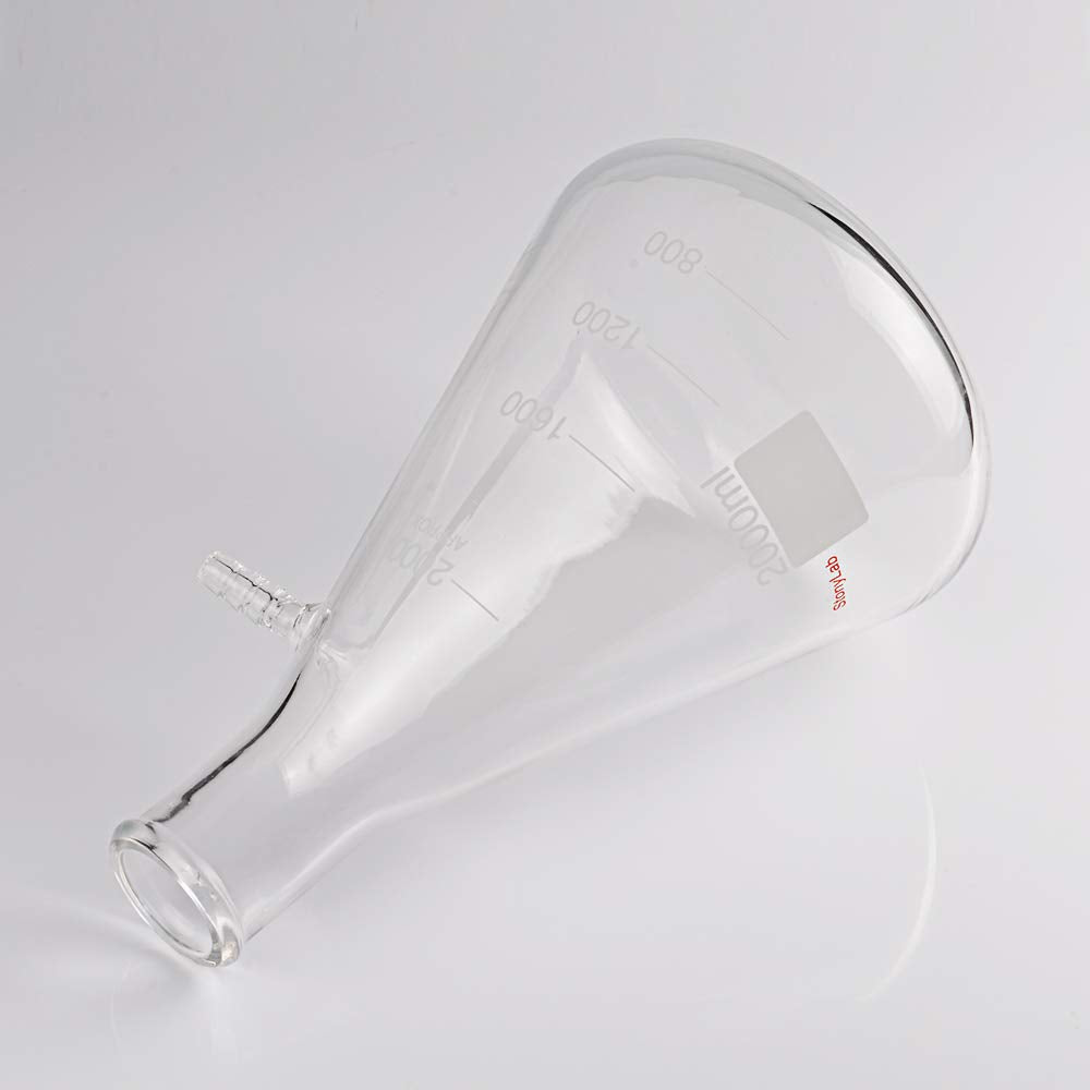 StonyLab 2000ml Borosilicate Glass Filtering Flask, Bolt Neck with Tubulation, 2L (2 Liter)