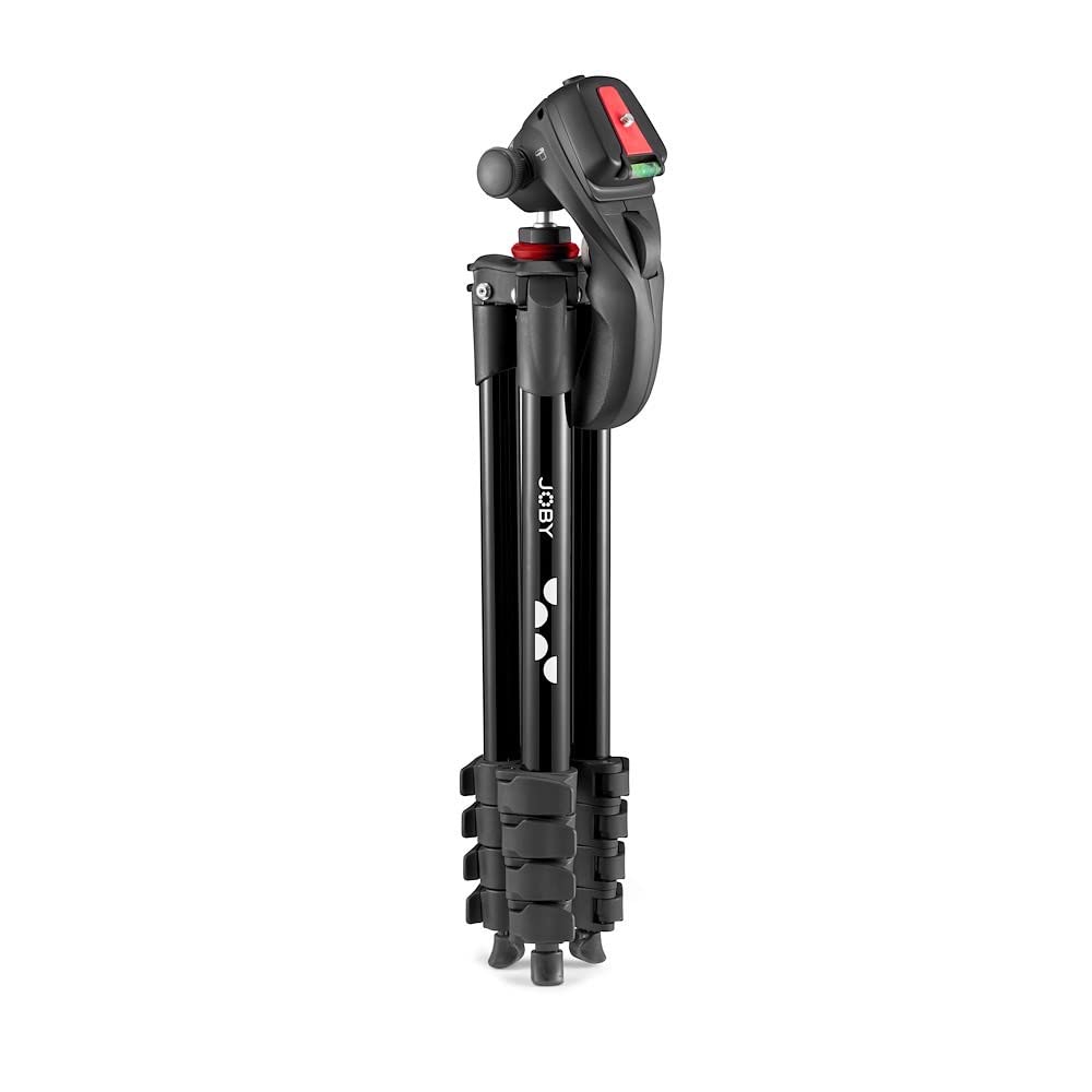 JOBY Compact Action Tripod, Camera Tripod with Ball Head, Universal ¼-20” Quick Release Mount and Carrying Bag, for CSC,DSLR, Mirrorless Cameras, Colour: Black, 1.5kg Capacity