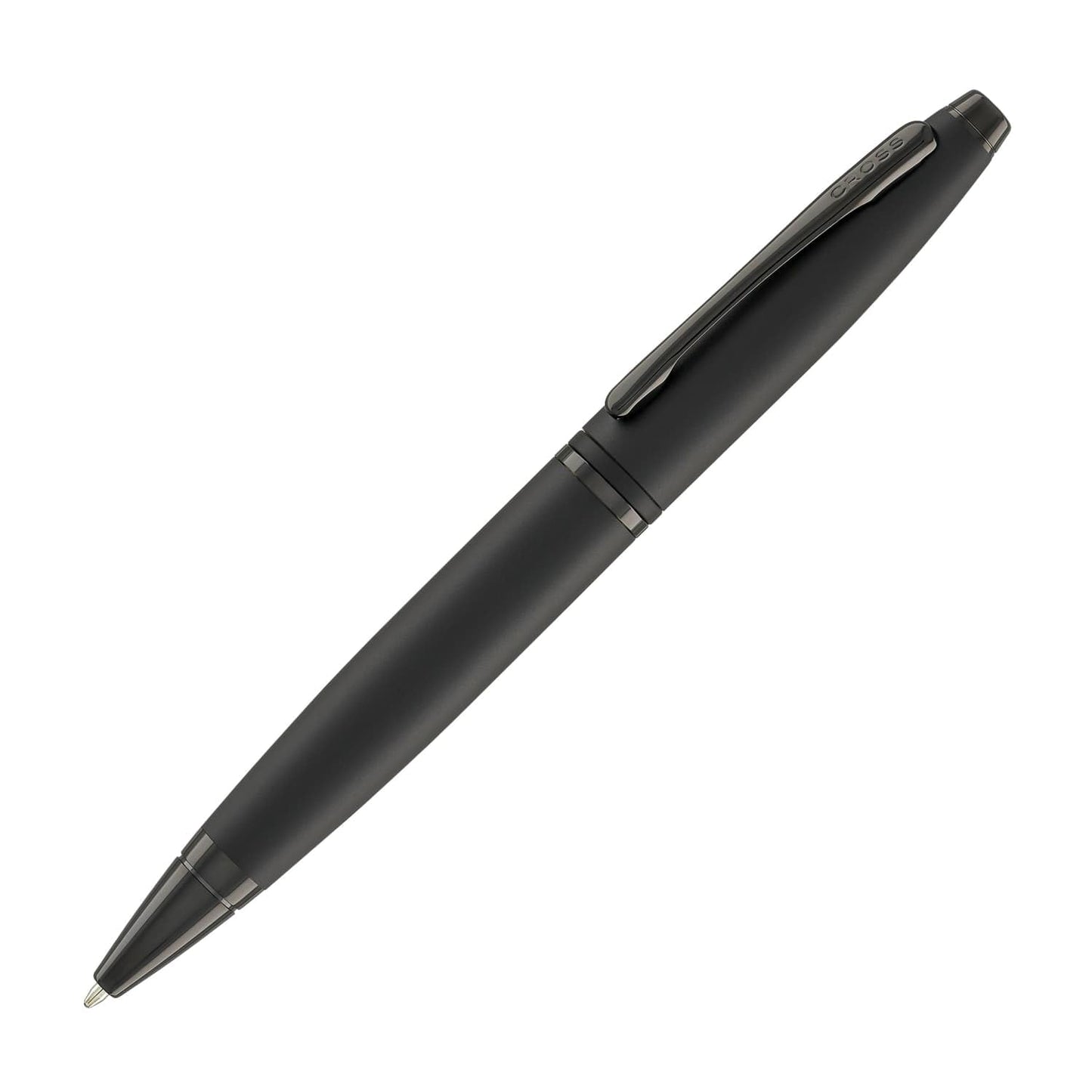 Cross Calais Refillable Ballpoint Pen signature mid band, Medium Point, Includes Gift Box - Matte Black Barrel and PVD Appointments.