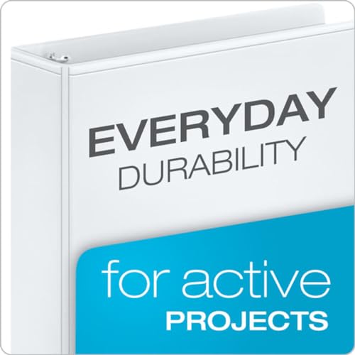 Cardinal Binders 3 Ring, 3 Inch Capacity, ClearVue Customizable Cover, White, Holds 625 Sheets, Eco-Friendly Recycled Board, Non-Stick PVC-Free, Back-Mounted Rings, 4-Pack for Office or School