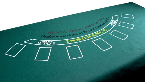 Brybelly 4-in-1 Casino Game Mats - Blackjack, Craps, Roulette & Texas Hold'em - Green Felt Double Sided - 18" x 36" - Perfect for Casino Game Night