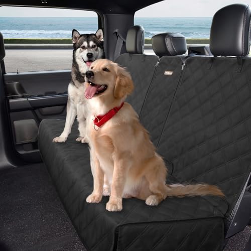 ALLANSING Back Seat Cover 60/40 Split Bench for Cars,Trucks,SUVs - Waterproof Easy Cleanup Car Seat Protector Great for Messy Kids and Drooling Pet Dogs(Black)