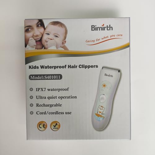Bimirth Baby Hair Clipper - Hair Trimmer for Kids and Toddlers - Waterproof, Rechargeable, Cordless Hair Cutting Machine for Children (with Bag)