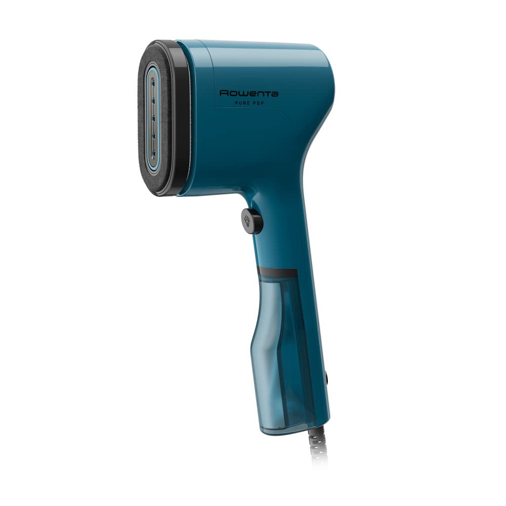 Rowenta Pure Pop, Handheld Steamer for Clothes 1.5 Pounds 15 Second Heatup, 2.3 Ounce Capacity 1150 Watts, Portable, Garment Steamer, With Lint Remover, Blue