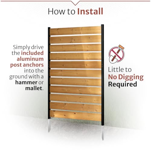 5ft H x 3.2ft W (1 Panel) No Dig Enclo Concord Cedar Wood Privacy Screen, Great to Hide Trash Cans, Decorative Patio Privacy Screen, Outdoor Privacy Fence Panel, Air Conditioner Fence, EC18022