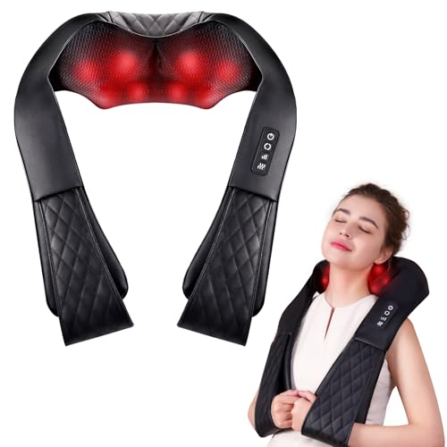 COPYJOY Neck Massager for Pain Relief Deep Tissue, Shiatsu Neck and Back Massager with Soothing Heat 4D Kneading Electric Massage Pillow for Shoulder,Waist, Leg, Body, Muscle, Whole Body Relaxation