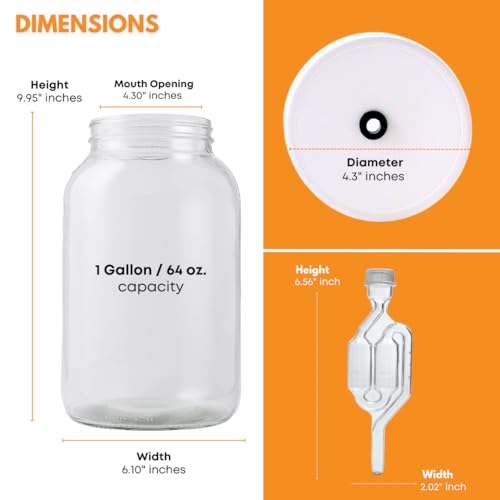 FastRack One gallon Wide Mouth Jar with Drilled Lid & Twin Bubble Airlock-Set of 2, multicolor (B01AKB4G9E)