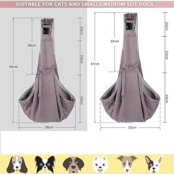 AGPTEK Dog Carrier Shoulder Bag, Dog and Cat Sling Carrier, Hand Free Dog Carrier Sling, Secure Pet Carrier Bag, Larger to Fit Medium Dogs and Cats, Maximum Load 13 kg