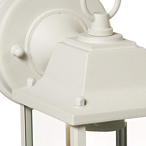 LIT-Path Outdoor Wall Lantern, Wall Sconce as Porch Lighting Fixture, E26 Base, Aluminum Housing Plus Glass, Water-Proof and Outdoor Rated, ETL Qualified, 2-Pack, White