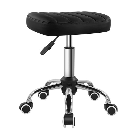 BFTOU Black Minimalist Square Swivel Stool, Work Spa Shop Massage Height Adjustable Cost Effective Rolling Stool Chair with Wheels