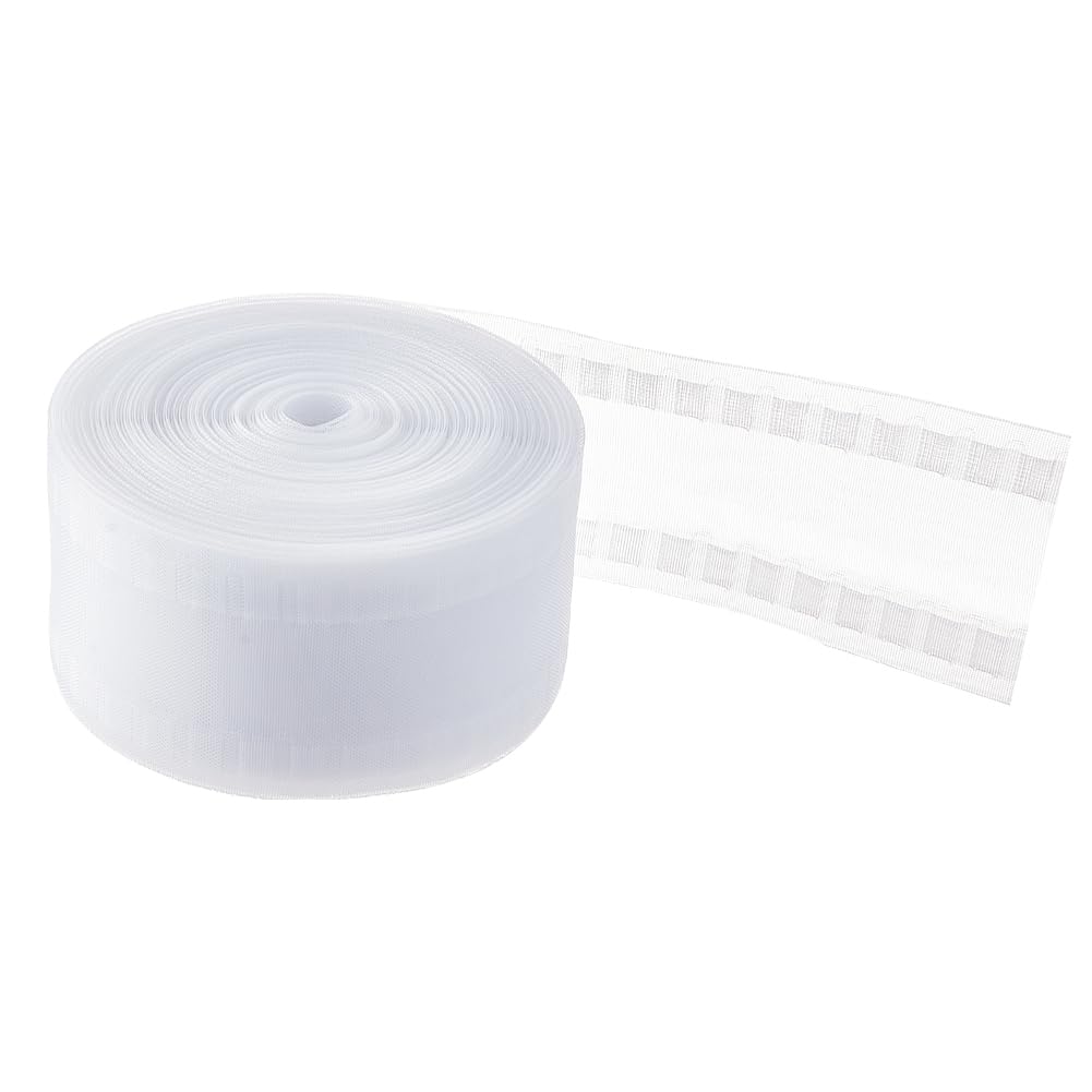 BENECREAT 27 Yard Wave Curtain Tape, White Nylon Drapery Header, 3.15 Inch Transparent Pleat for Installing & Fixing Curtains