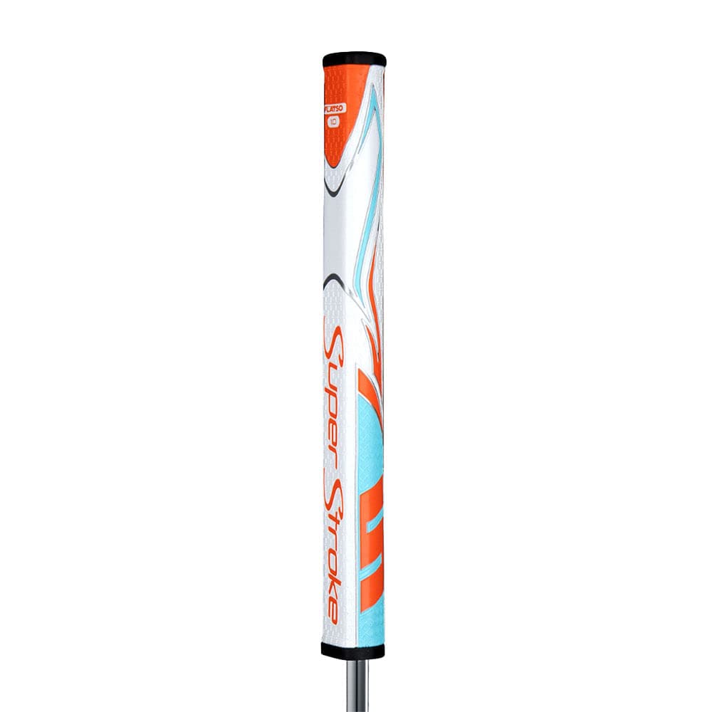 SuperStroke Zenergy Flatso 1.0 Golf Putter Grip with No Taper Enhanced Spyne Technology, New Multi-Zone Texturing and Tech-Port, Orenge/Blue/White