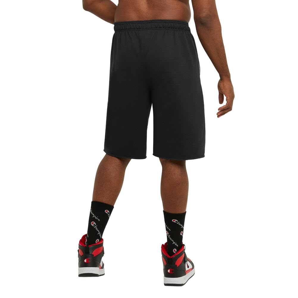 Champion Men's Graphic Powerblend Fleece Shorts, Black, X Large