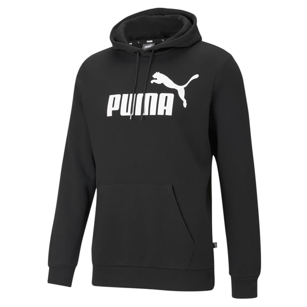 PUMA Men's Essentials Big Logo Fleece Hoodie, Cotton Black, Small