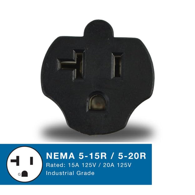 Conntek 30126-BK L5-30P 30-Amp 125-Volt Locking Male Plug for 15 to 20-Amp Straight Blade Female Connector Adapter