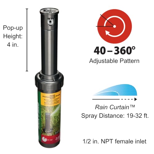 Rain Bird 32SA/4PK 32SA Simple Adjust Gear Drive Rotor, Adjustable 40° to 360° Pattern, 19' - 32' Spray Distance, 4-Pack