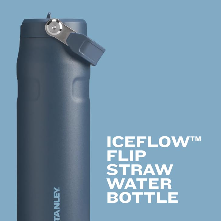 Stanley IceFlow Flip Straw 2.0 Water Bottle 24 oz | Built-in Straw for Travel and Sports | Lightweight and Leak Resistant | Insulated Stainless Steel | BPA-Free | ‎‎‎‎Frost