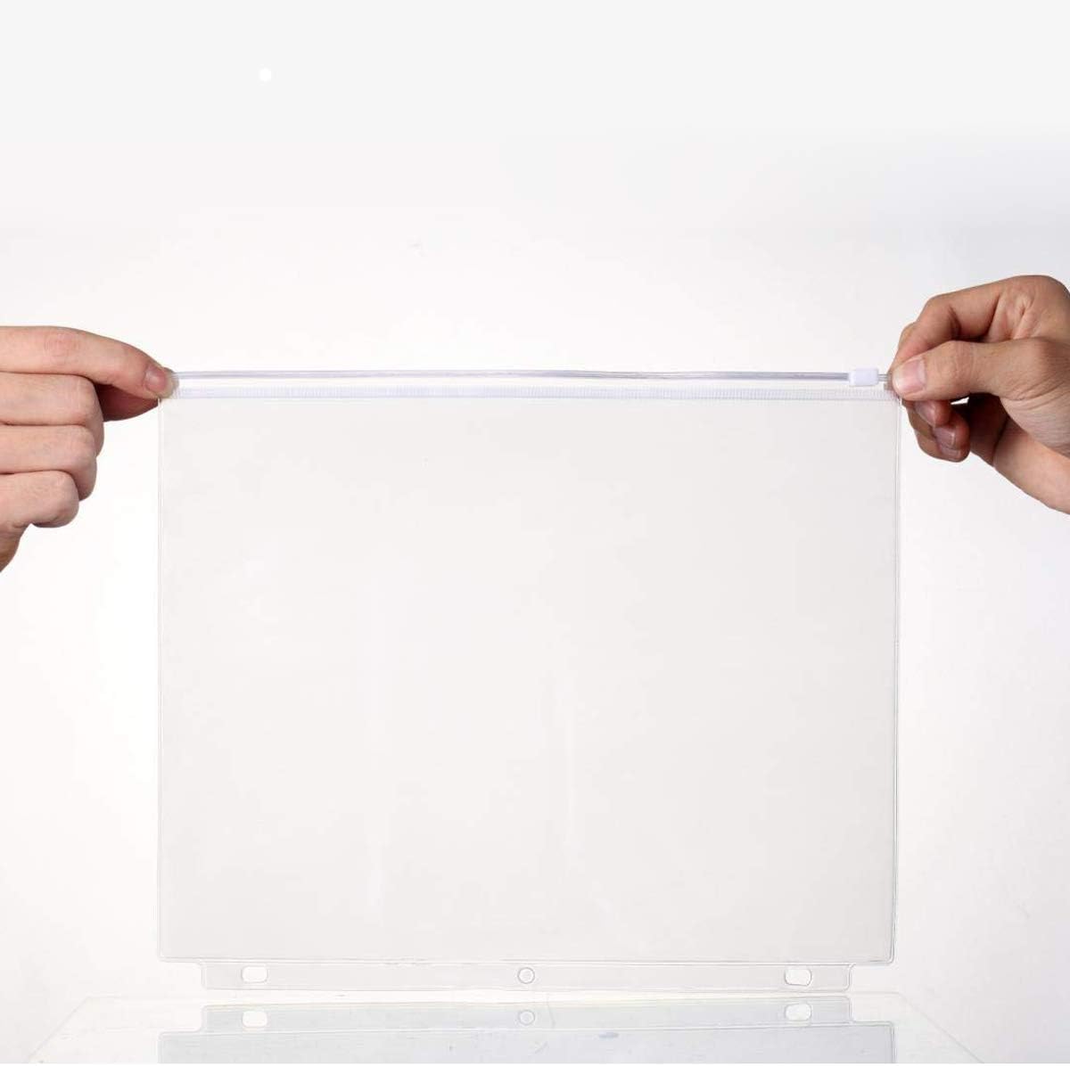 YoeeJob 3 Holes Clear PVC Zipper Binder Pocket Insert Pages Letter Size, 8 1/2"x 11 Loose Leaf Binder Filing Storage Bags 80 Per Pack