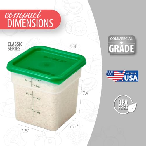 Cambro 4SFSPP190 4 Qt. Translucent Container with SFC2452 Kelly Green Lid, 4Quart, pack of 2