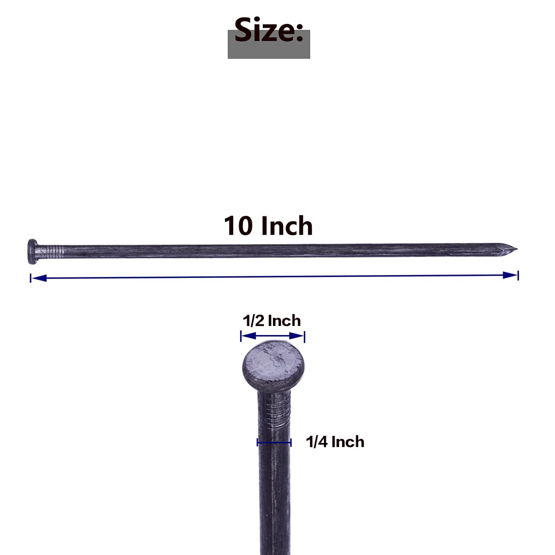 HOT SEAL Landscape Stakes 10 Inch 100 Counts Metal Landscape Edging Anchoring Spikes, Heavy Duty Nails for Artificial Turf Stakes, Paver Edging, Timber Carpentry, Weed Barrier, Tent Pegs, More