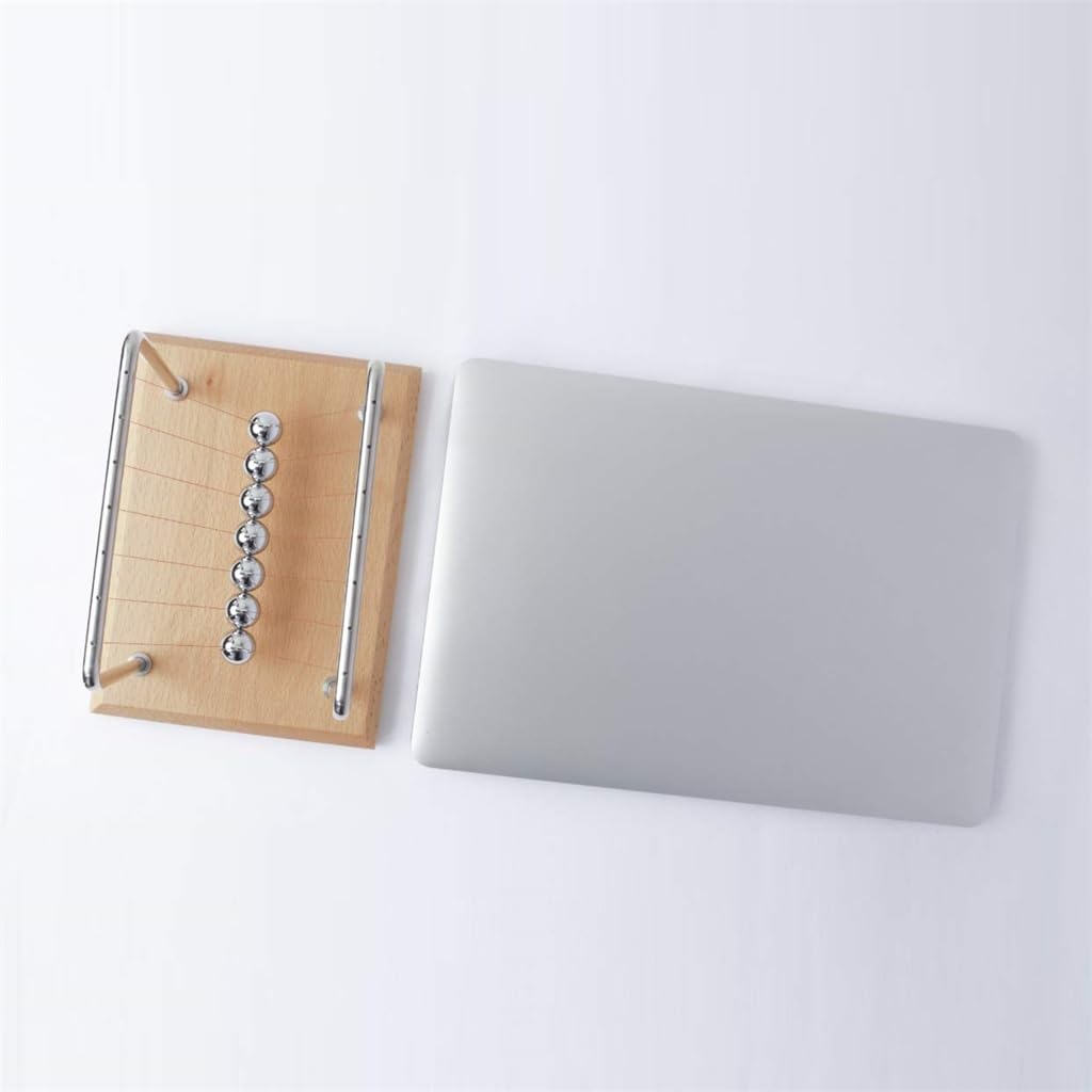 CERROPI Large Newtons Cradle Pendulum with 7 Balls, Physics Perpetual Motion Desk Toys for Office, Calm Down Fidgets, 50+ Sec Swingtime (Beech Base)