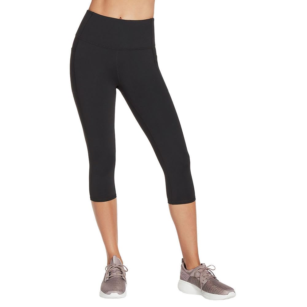 Skechers Women's Go Walk High Waisted Capri, Bold Black, XX-Large