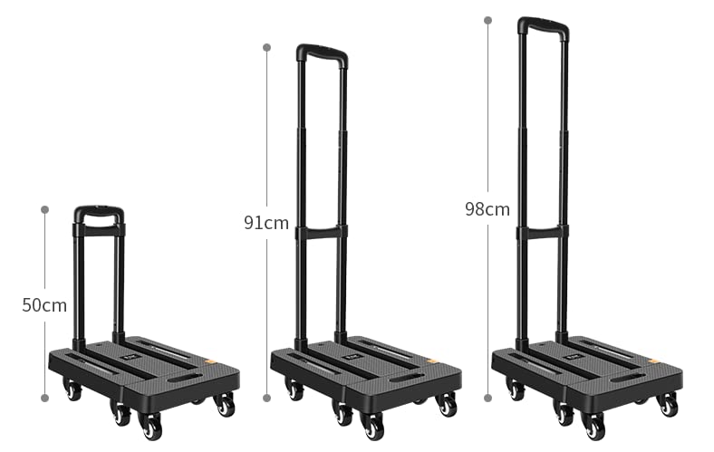 Folding Hand Truck 500 lbs Capacity, JUXANOS 360° Rotating Wheel Folding Trolley Luggage Cart Platform Cart for Luggage, Travel, Shopping, Auto, Moving and Office Use