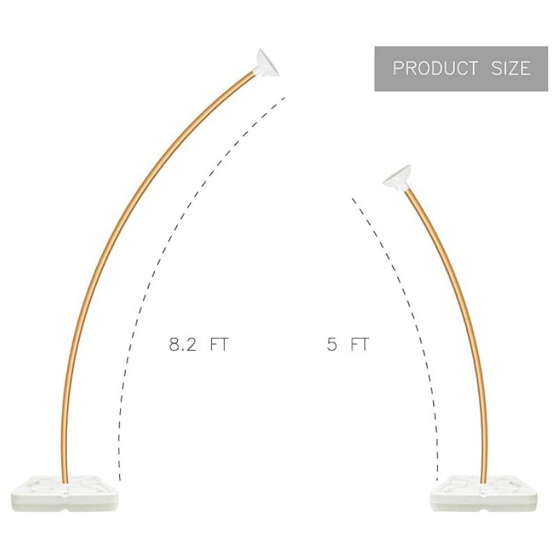 Balloon Arch Kit 8.2 ft High & 5 ft DIY Free Bending Shape Half Arch Balloon Stand Irregular Standing Balloon Arch Stand with Base for Party Birthday Wedding Decoration (Gold)