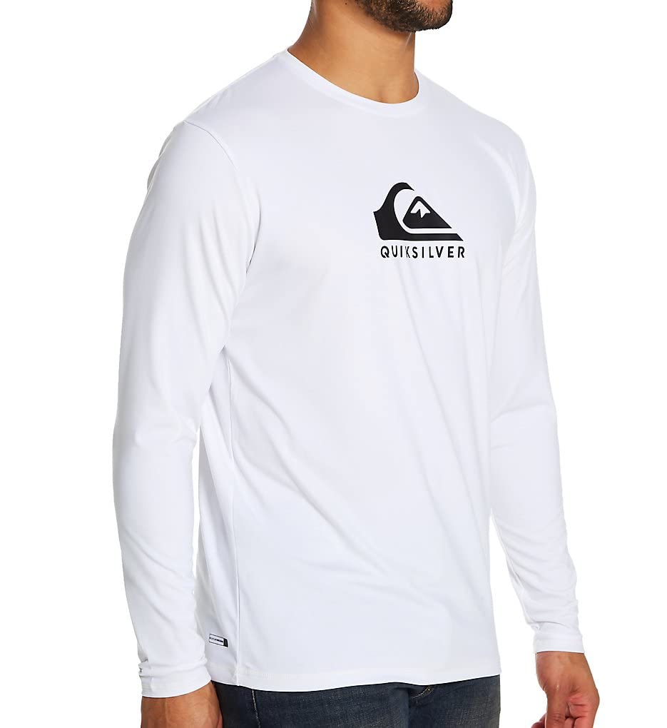 Quiksilver Men's Solid Streak LS Long Sleeve Rashguard SURF Shirt, White, X-Large