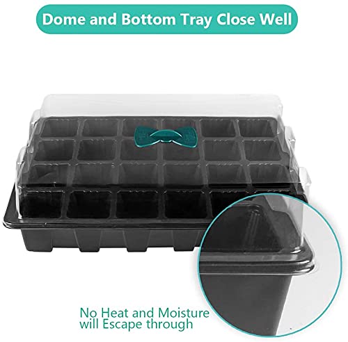 SHIYETA 240 Cells -24 Grow Trays with Humidity Dome and Cell Insert - Mini Propagator for Seed Starting and Growing Healthy Plants Durable Reusable and Recyclable 10 Pack