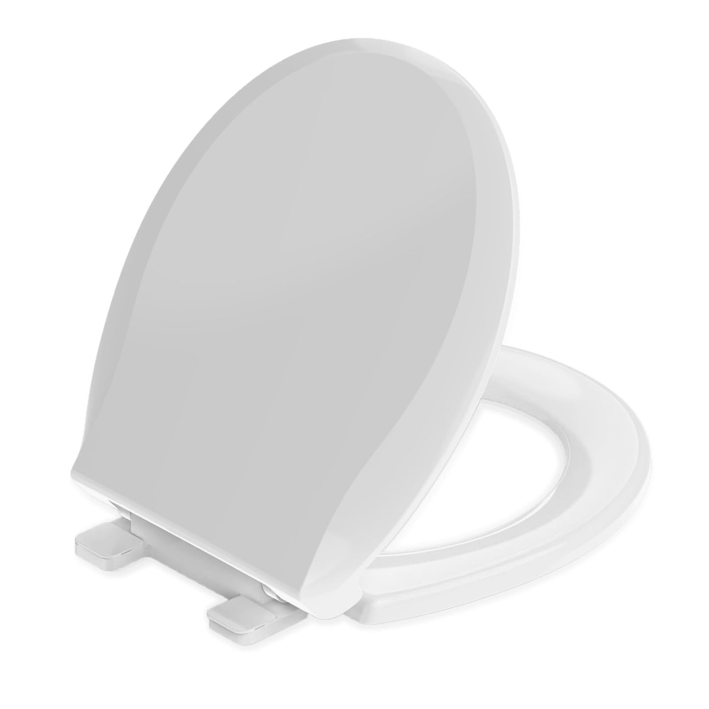 Toilet Seat Round 16.5 inch Soft Close, Toilet Lid Round PP Material Safe & Easy Clean & Quick Installation, Sturdy Accessories Never Loosen, 2 Years Support, White