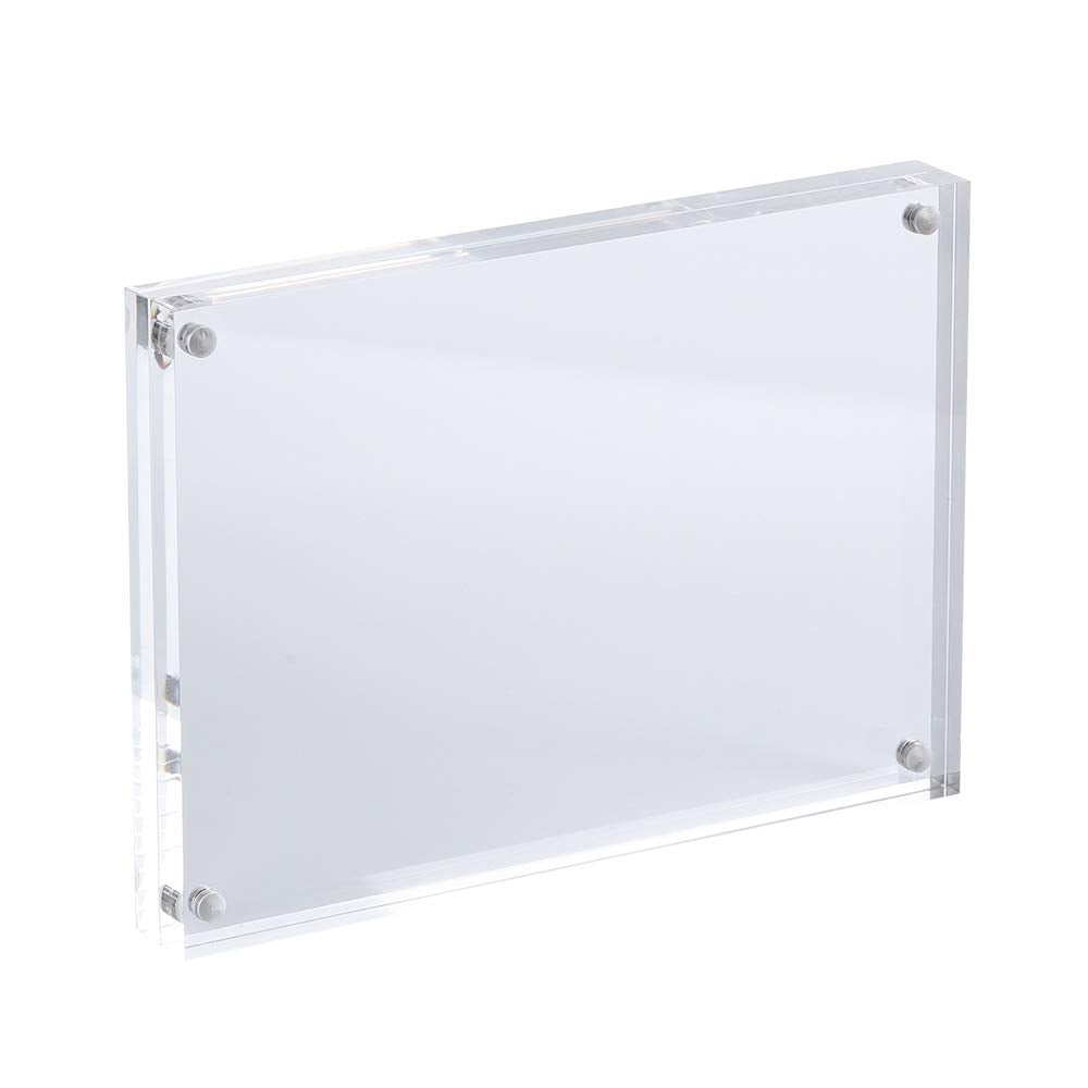 5x7 Acrylic Photo Frame, Magnetic Picture Frames, 10 + 10MM Thickness Stand in Desk Table, Clear (5 Pack)