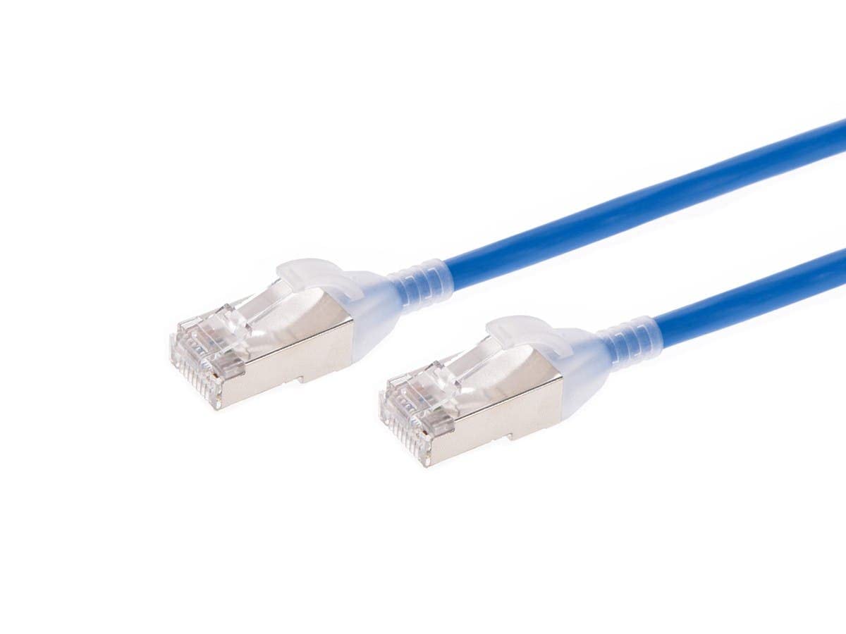 Monoprice Cat6A Ethernet Patch Cable - 3 Feet - Blue | Snagless, Double Shielded, Component Level, CM, 30AWG - SlimRun Series