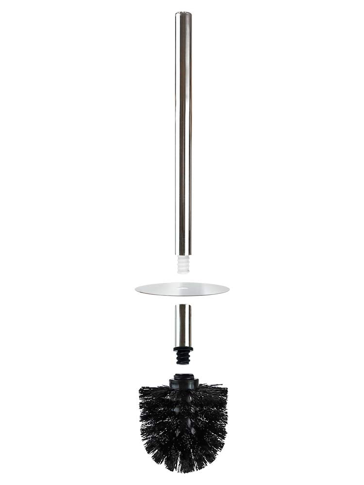 Isaac Jacobs White Ceramic Cat Toilet Bowl Brush Holder with Chrome Metal Handle (Unassembled) - Bathroom Accessory & Cleaning Storage (Cat)