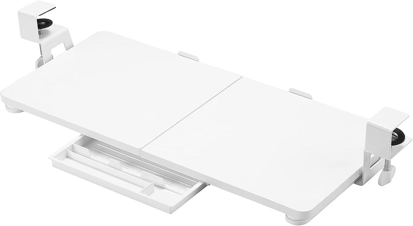 ETHU Keyboard Tray, 26.77" X 11.81" Large Size Keyboard Tray Under Desk with C Clamp-on Mount Easy to Install, Computer Keyboard Stand for Home and Office Wood