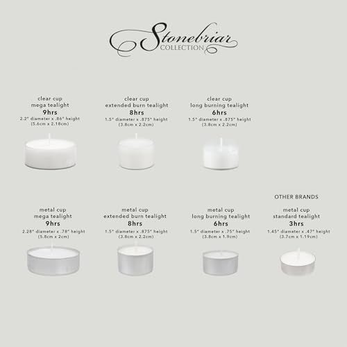 Stonebriar Collection SM-TL200 Tealight Candles, 6 to 7 Hour Extended Burn Time, White (Pack of 200)