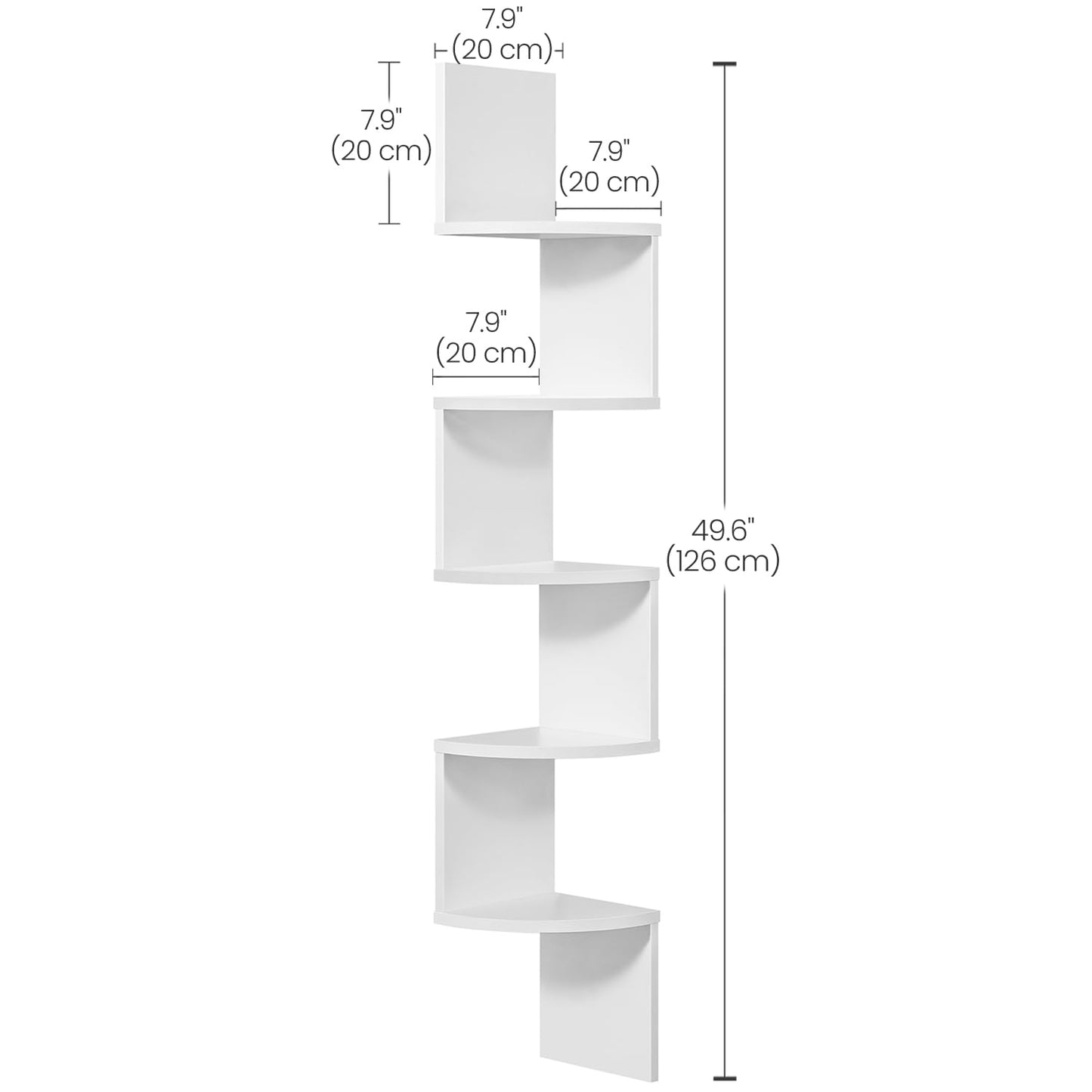VASAGLE Custos Collection - Corner Shelf Wall Mount, 5-Tier Floating Corner Bookshelf, Plant Shelf for Bedroom, Living Room, Bathroom, Home Office, Cloud White ULBC72WT