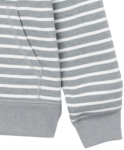 Amazon Essentials Men's Full-Zip Hooded Fleece Sweatshirt, Grey Heather Stripe, Medium