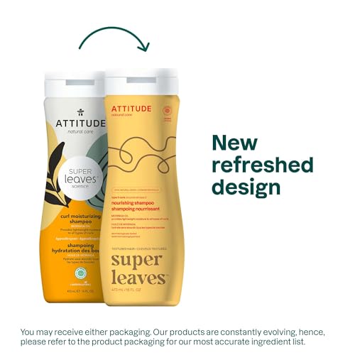 ATTITUDE Nourishing Shampoo for Curly Hair with Moringa Oil, EWG Verified, Vegan and Naturally Derived, 3a, 3b, 3c Curl Type, Provides Lightweight Moisture to Curls, 473 mL (Pack of 6)