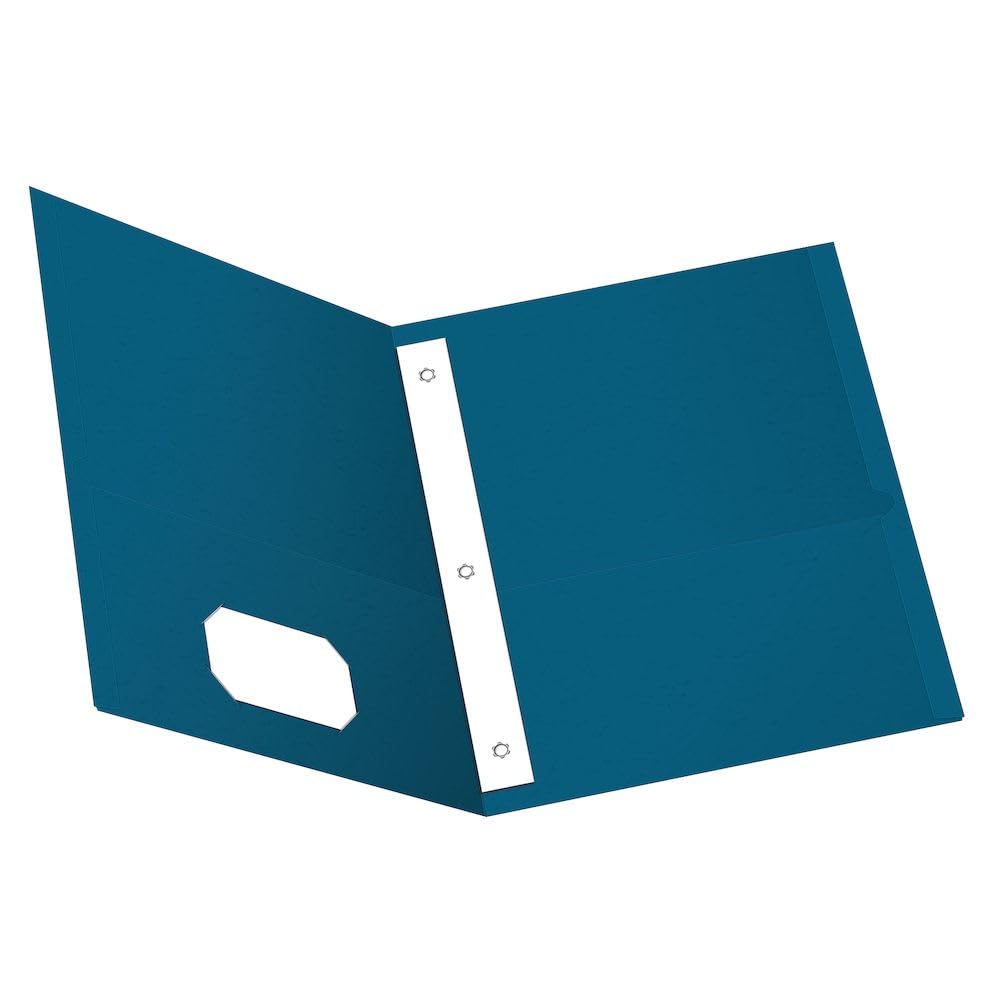 Oxford Duotang Folders, Royal Blue, Letter Size, 135-Sheet Capacity, Twin Pockets with Built-In 2-Prong Fasteners, Business Card Holder, 25-Pack, Recycled Material for School or Office Use