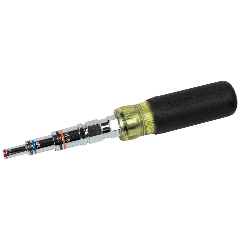 Klein Tools 32809MAG 9-in-1 Multi-Nut Driver Tool, Magnetic SAE Pass Through Driver with Hex Nut Sizes 3/16 to 3/4-Inch
