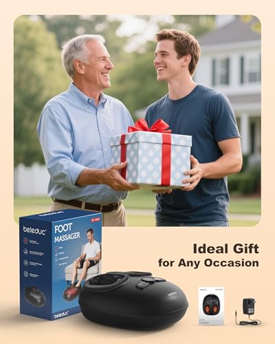 Beleduc Foot Massager with Heat and Compression – Shiatsu Feet Massager for Plantar Fasciitis, Neuropathy, Remote Control, Foot Warmer for Home Office, Fits Up to Size 14, Gift for Women Men