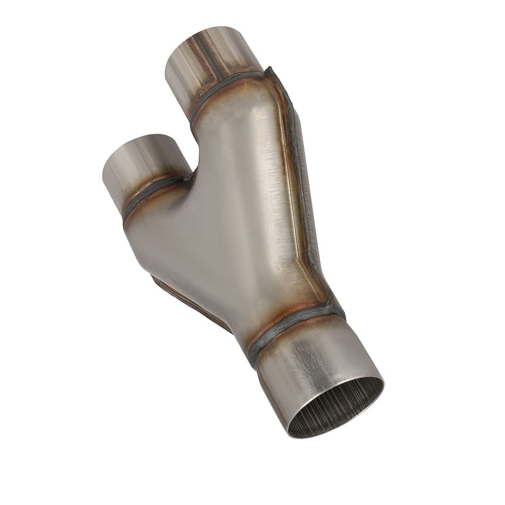RCCT 3 Inch Y Pipe Exhaust Dual Outlet 3 In Exhaust Y Pipe SS409 Material 10In Overall Length (3In~Dual Outlet 3'')