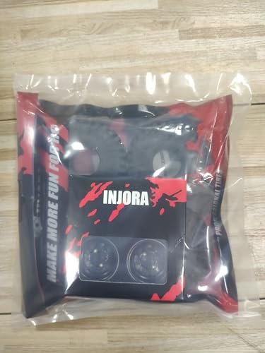 INJORA 1.0 Beadlock Wheel Tires Set -3.78mm Offset Wheel Rims for 1/18 1/24 RC Crawler Car Axial SCX24 FMS FCX24 TRX4M,Black (W1004-T1014)